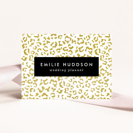 金ゴールドヒョウ、金ゴールドグリッター、ヒョウ印刷 名刺