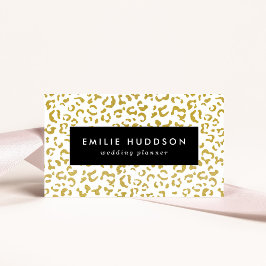 金ゴールドヒョウ、金ゴールドグリッター、ヒョウ印刷 名刺