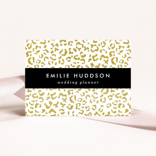 金ゴールドヒョウ、金ゴールドグリッター、ヒョウ印刷 名刺