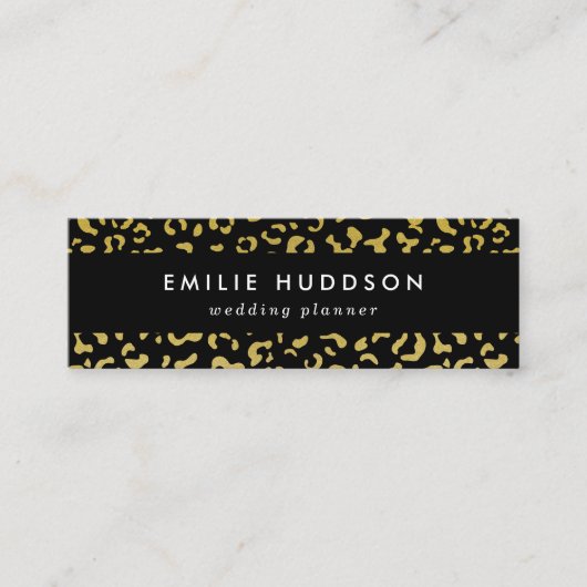 金ゴールドヒョウ、金ゴールドグリッター、ヒョウ柄 スキニー名刺 (正面)