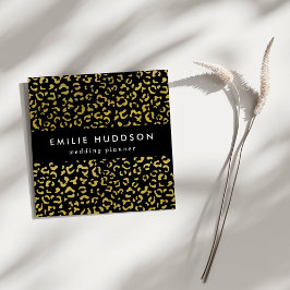 金ゴールドヒョウ、金ゴールドグリッター、ヒョウ柄 スクエア名刺