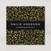 金ゴールドヒョウ、金ゴールドグリッター、ヒョウ柄 スクエア名刺 (正面)