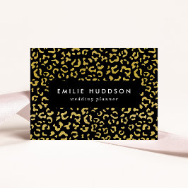 金ゴールドヒョウ、金ゴールドグリッター、ヒョウ柄 名刺