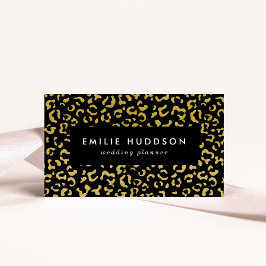 金ゴールドヒョウ、金ゴールドグリッター、ヒョウ柄 名刺