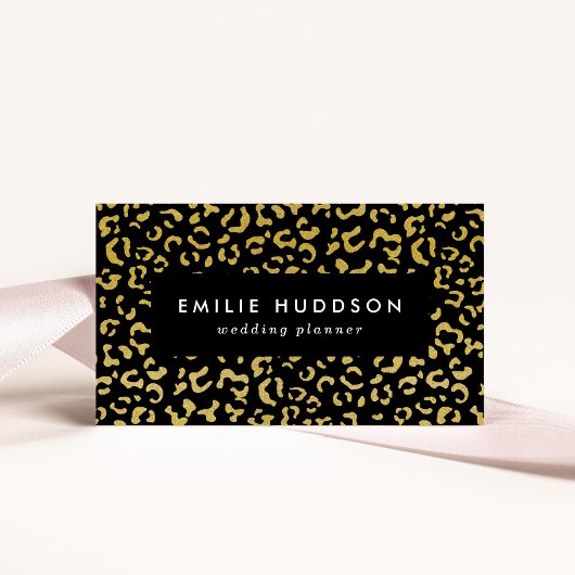 金ゴールドヒョウ、金ゴールドグリッター、ヒョウ柄 名刺