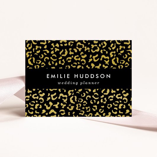 金ゴールドヒョウ、金ゴールドグリッター、ヒョウ柄 名刺