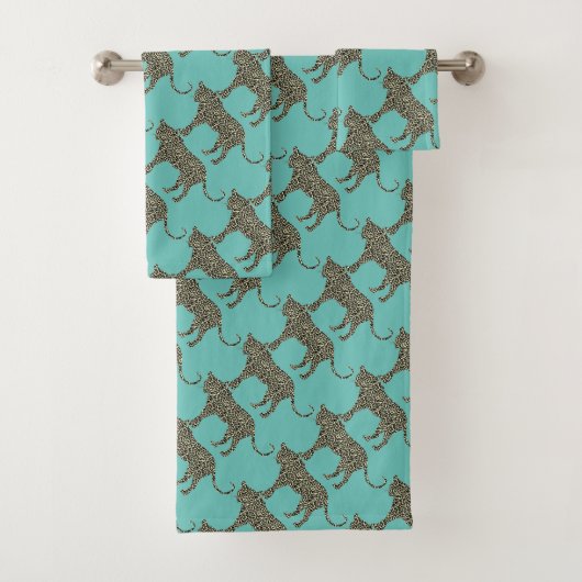金ゴールドヒョウonティール(緑がかった色)タオルセット バスタオルセット (インサイチュ)