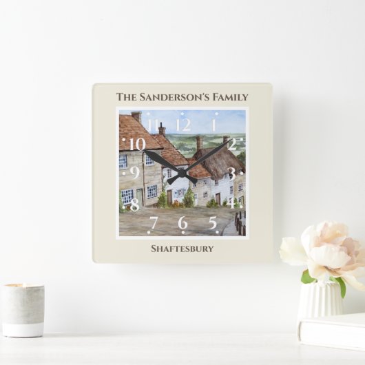 金ゴールドヒルシャフツベリードーセットウォーター絵画カラーズ スクエア壁時計 (ホーム)