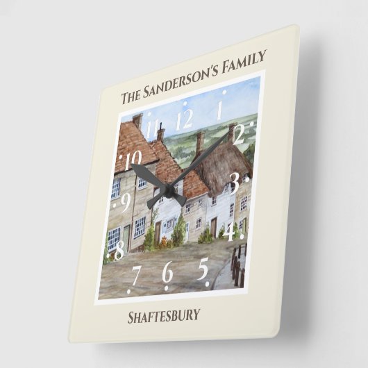 金ゴールドヒルシャフツベリードーセットウォーター絵画カラーズ スクエア壁時計 (傾斜)