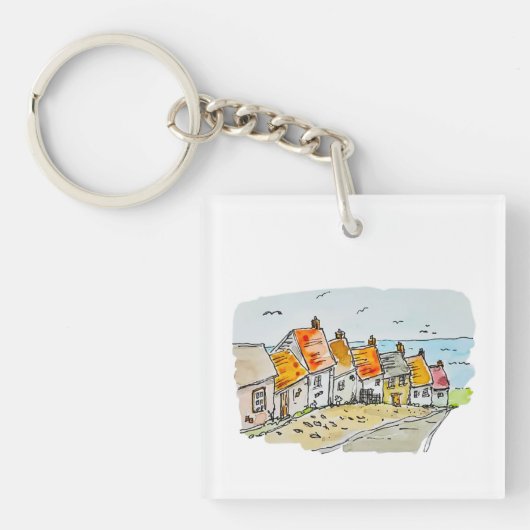 金ゴールドヒルシャフテズベリー水彩 キーホルダー (正面)