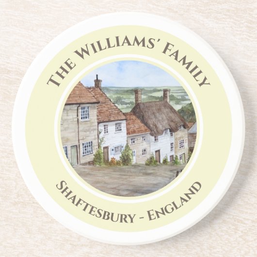 金ゴールドヒルシャフテベリードーセットイングランドウォーター色 コースター (正面)