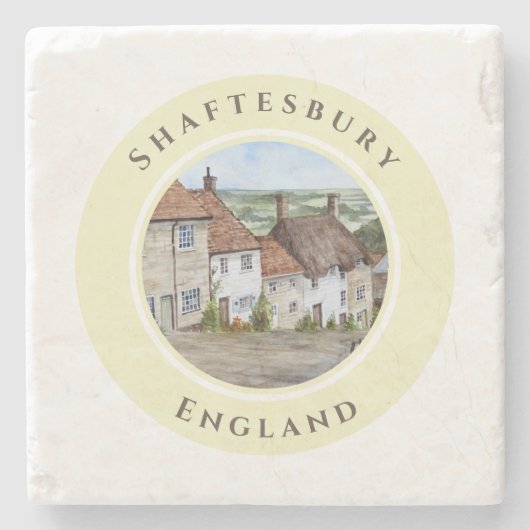 金ゴールドヒルシャフテベリードーセットイングランドウォーター色 ストーンコースター (正面)