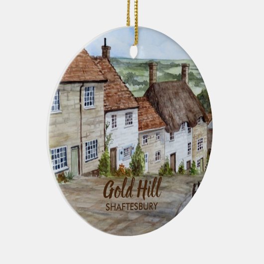 金ゴールドヒル、シャフテスベリー、ドーセットウォーター絵画カラー セラミックオーナメント (右)