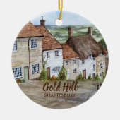 金ゴールドヒル、シャフテスベリー、ドーセットウォーター絵画カラー セラミックオーナメント (正面)