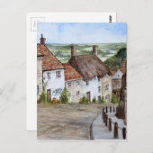 金ゴールドヒル、シャフテスベリー、ドーセットウォーター絵画カラー ポストカード (正面/裏面)