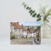 金ゴールドヒル、シャフテスベリー、ドーセットウォーター絵画カラー ポストカード (スタンド正面)