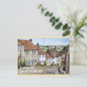 金ゴールドヒル、シャフテスベリー、ドーセットウォーター絵画カラー ポストカード (スタンド正面)