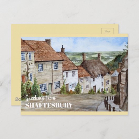 金ゴールドヒル、シャフテスベリー、ドーセットウォーター絵画カラー ポストカード (正面/裏面)