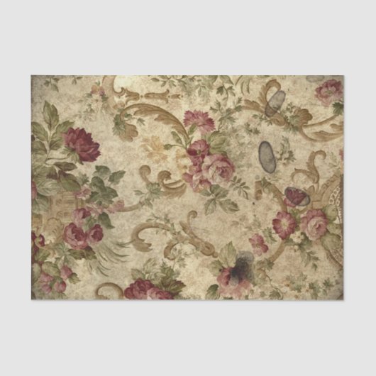 金ゴールドビクトリアンの巻物と赤のバラ 薄葉紙 (正面)