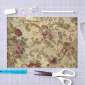 金ゴールドビクトリアンの巻物と赤のバラ 薄葉紙 (クラフト)