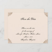 金ゴールドビクトリアンフィリグリー結婚式の日付の保存 セーブザデート (正面/裏面)