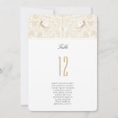 金ゴールドビクトリアンラブバード表番号カード 招待状 (正面)