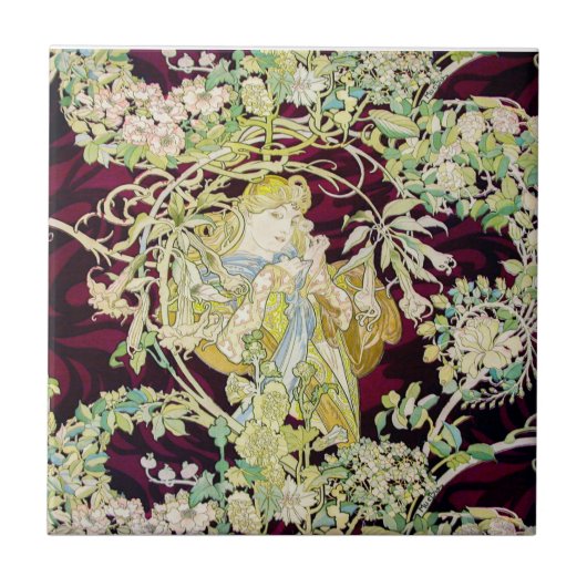 金ゴールドビクトリアンワインシーグリーン タイル (正面)