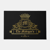 金ゴールドビクトリアン名モノグラムブラックエントリドアマット ドアマット (正面)