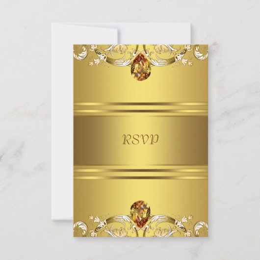 金ゴールドビクトリアン花金ゴールド50周年記念RSVP 出欠カード (正面)