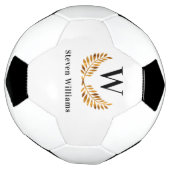 金ゴールドビクトリーローレルリースモノグラム名 サッカーボール (回転)