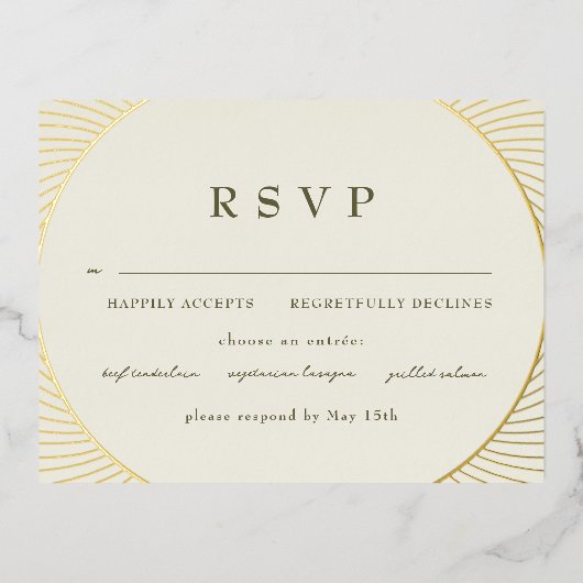 金ゴールドビザンチンRSVP 箔招待状ポストカード (正面)