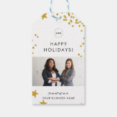 金ゴールドビジネスのクリスマスロゴ&チームフォト会社 ギフトタグ (裏面)