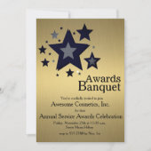 金ゴールドビジネスイベントのパーティーの招待の星 招待状 (正面)