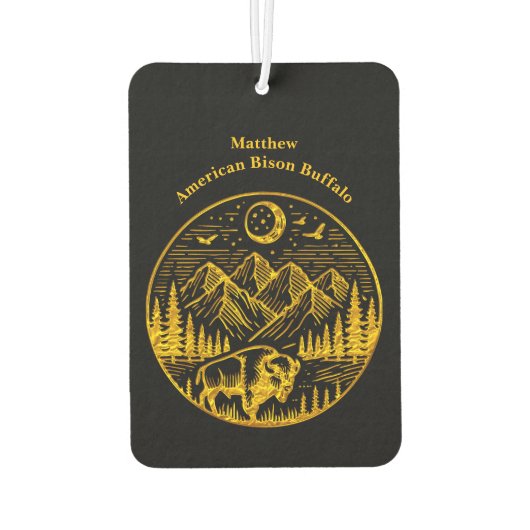 金ゴールドビソンが月明かりの山の空を徘徊 カーエアーフレッシュナー (裏面)