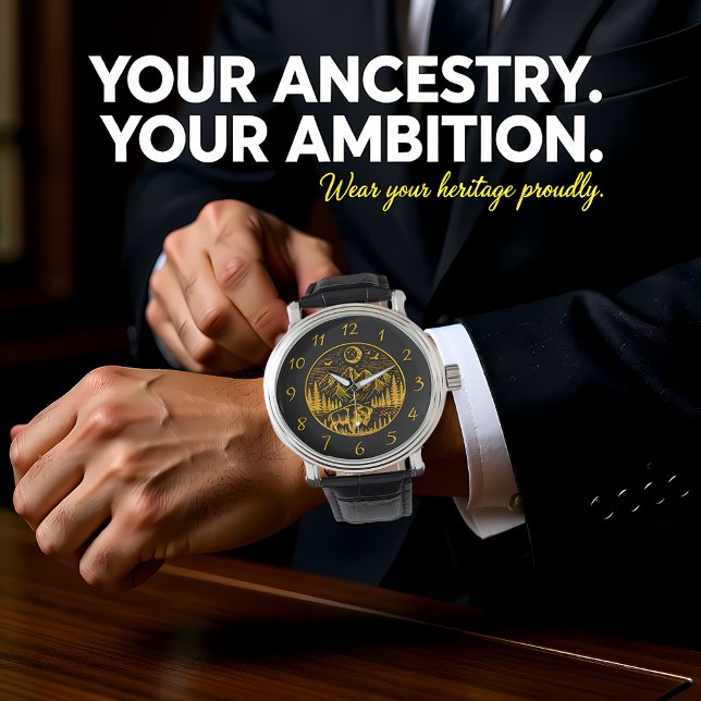 金ゴールドビソンが月明かりの山の空を徘徊 腕時計 (クリエイターアップロード済み)