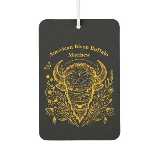 金ゴールドビソンイラストレーションに囲まれた自然 カーエアーフレッシュナー (正面)