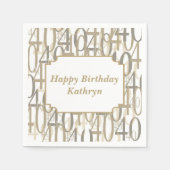 金ゴールドビッグ40パーソナライズされた誕生日パーティー スタンダードカクテルナプキン (正面)