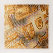 金ゴールドビットコインデジタル暗号通貨BTCロゴ ジグソーパズル (横)