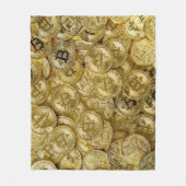 金ゴールドビットコインBTC暗号通貨コインパターン フリースブランケット (正面)