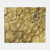 金ゴールドビットコインBTC暗号通貨コインパターン フリースブランケット (正面(横))