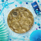 金ゴールドビットコインBTC暗号通貨コインパターン ペーパープレート (パーティー)
