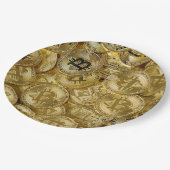 金ゴールドビットコインBTC暗号通貨コインパターン ペーパープレート (アングル)