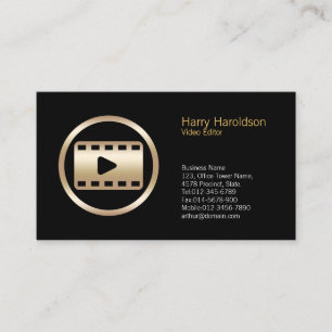 金ゴールドビデオストリップアイコンVideo Editor名刺 名刺