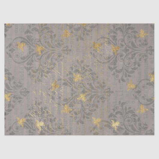 金ゴールドビーとスクロールの切り離しティッシュペーパー 薄葉紙 (正面)