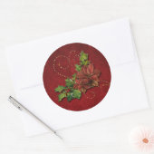 金ゴールドビーズ渦巻き旋回とクリスマスフローラ ラウンドシール (封筒)