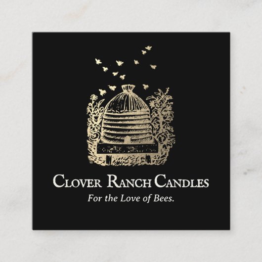 金ゴールドビーハイブ養蜂病 スクエア名刺 (正面)