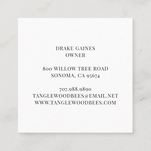 金ゴールドビーハニカムビーキーパー養蜂業者名刺 スクエア名刺 (裏面)