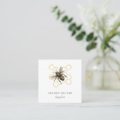 金ゴールドビーハニカムミツバチ養蜂家 スクエア名刺 (スタンド正面)