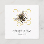 金ゴールドビーハニカムミツバチ養蜂家 スクエア名刺 (正面)
