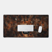 金ゴールドビームの幾何学的なスパーリー宇宙モノグラム デスクマット (キーボード&マウス)